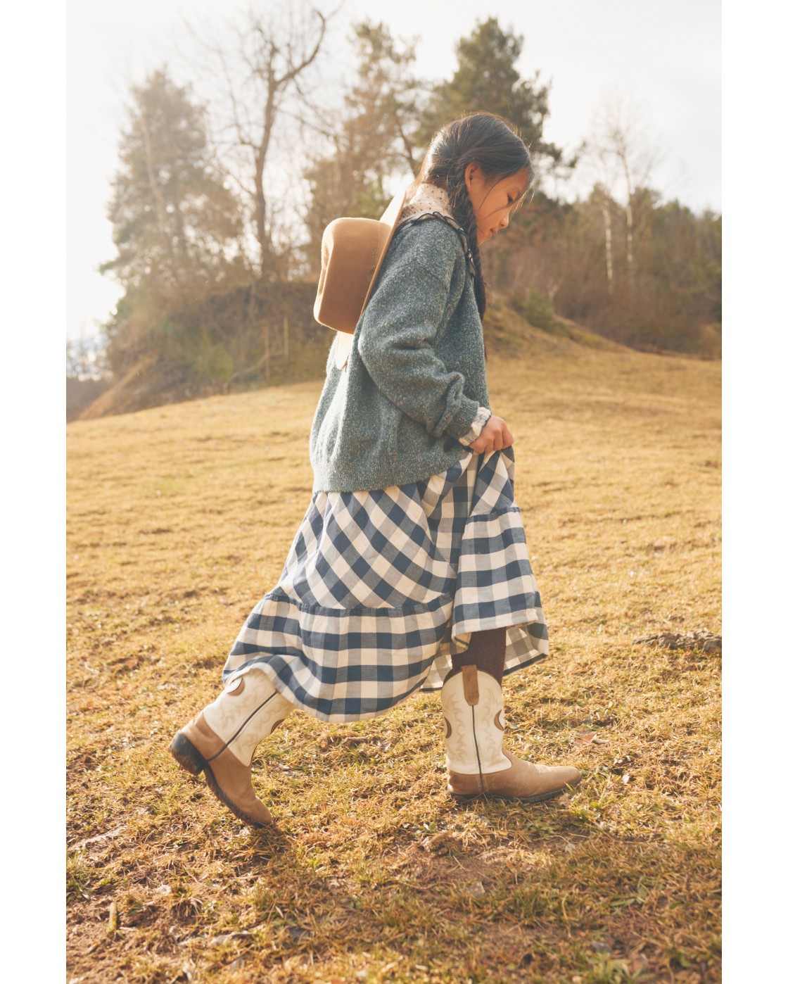 GINGHAM MAXI SKIRT