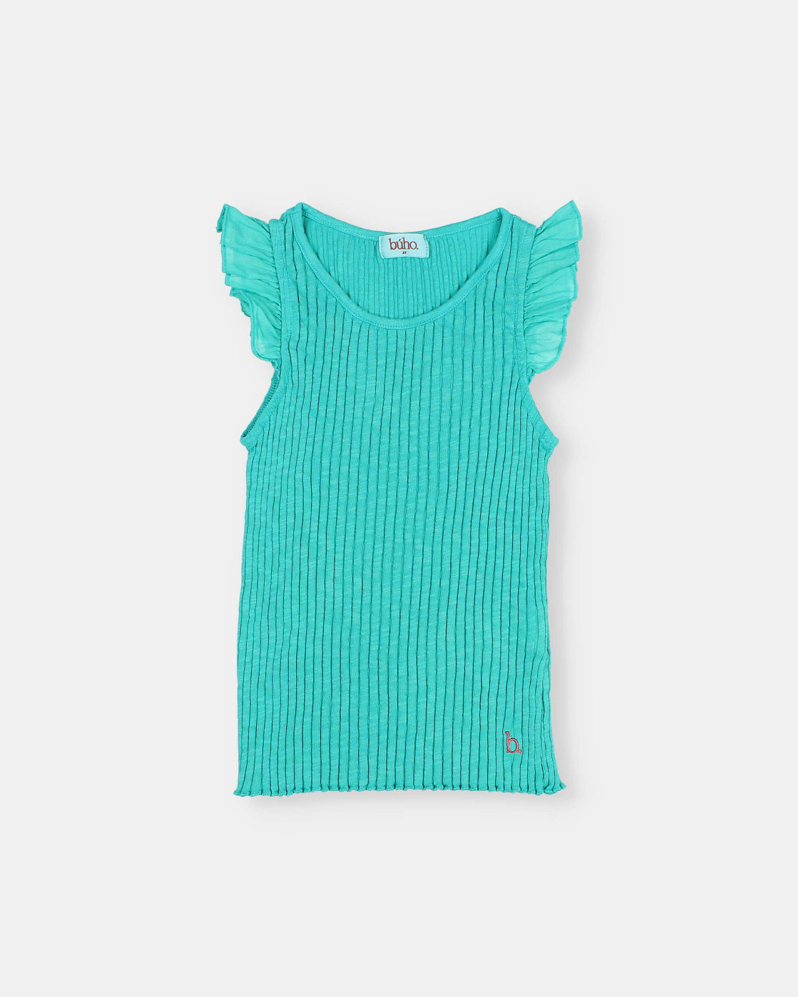 CAMISETA ACANALADA CON VOLANTES