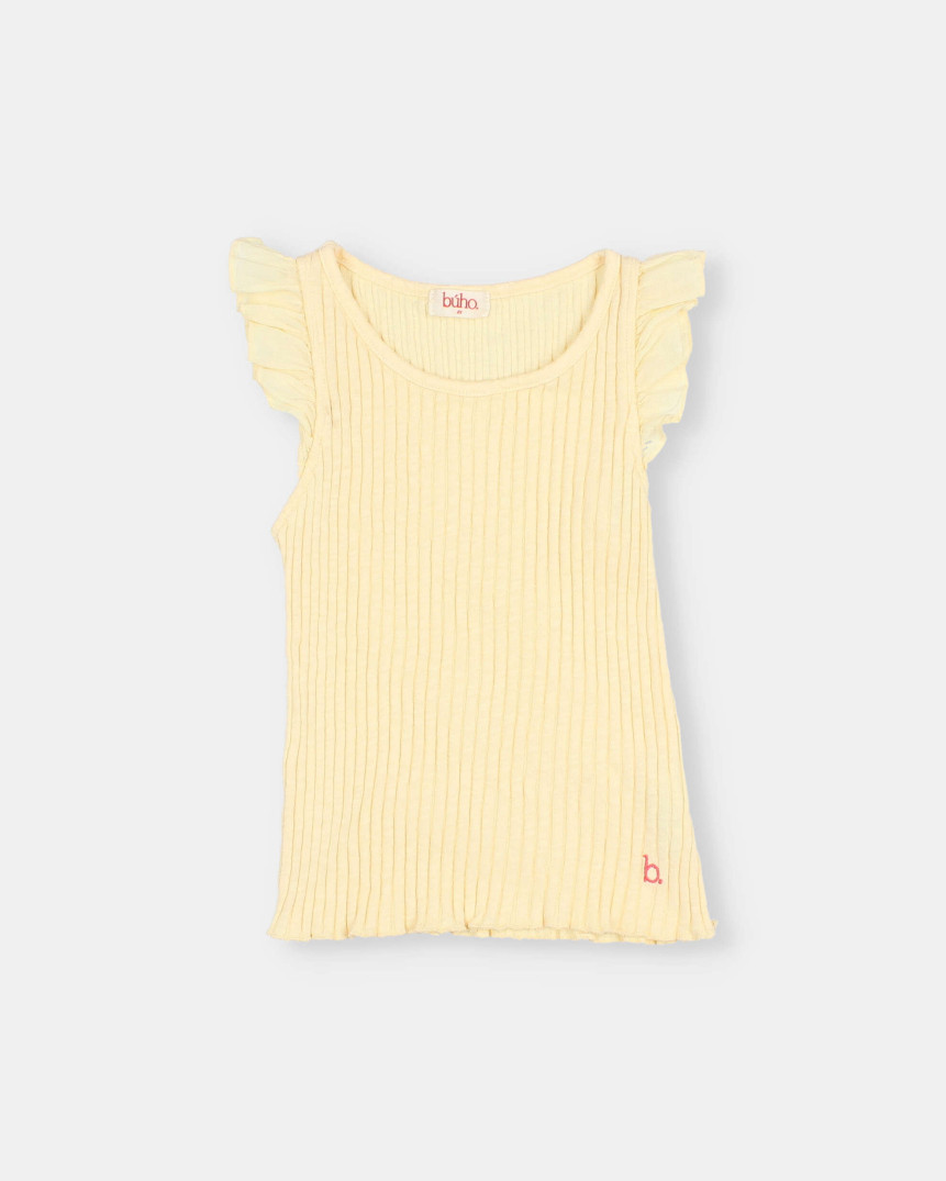 CAMISETA ACANALADA CON VOLANTES