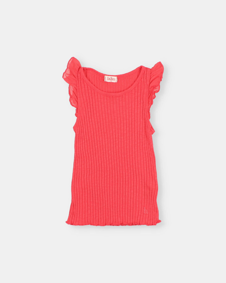 CAMISETA ACANALADA CON VOLANTES