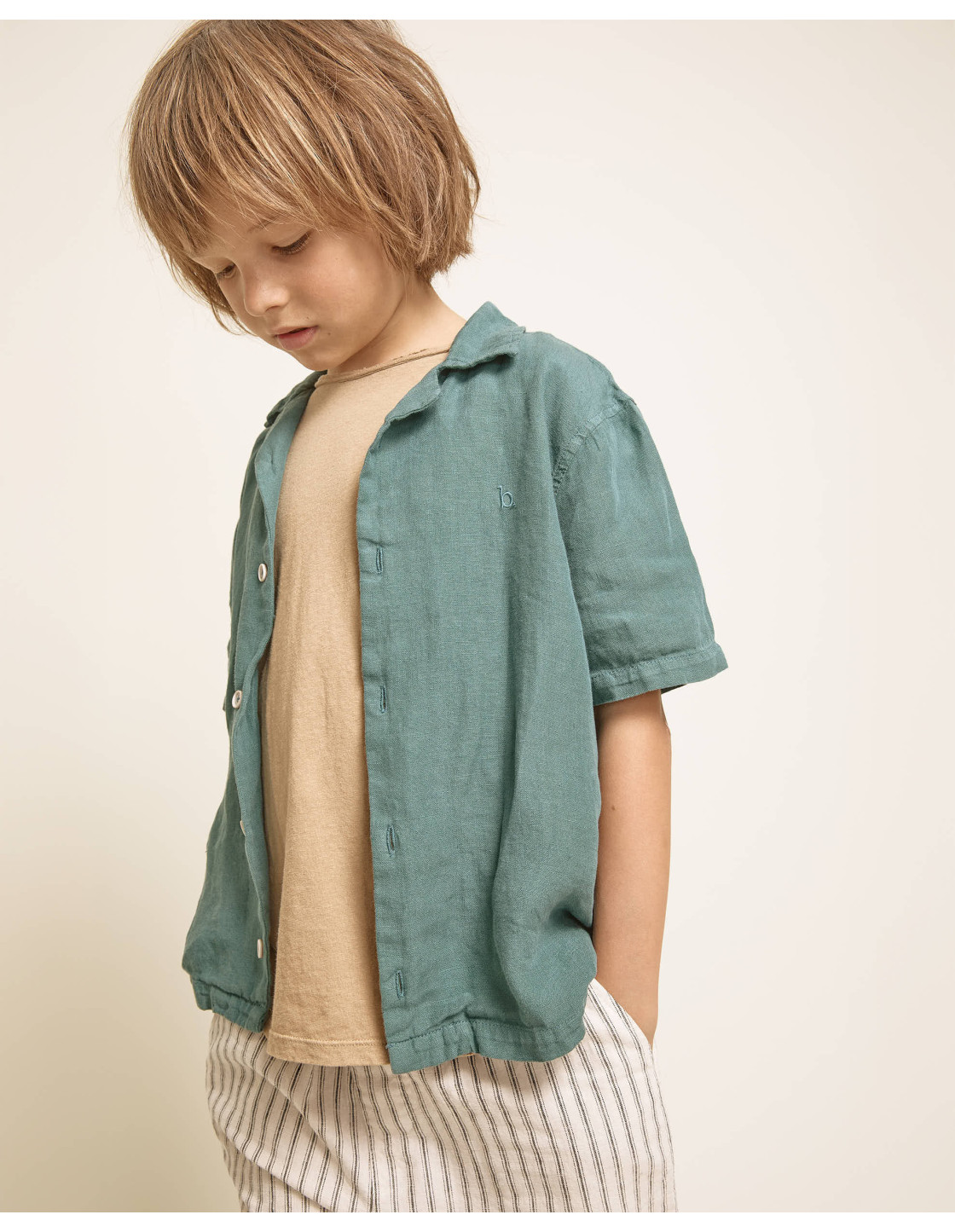 CAMISETA DE LINO CON BOLSILLO